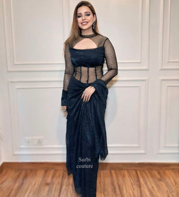 Corset Bodysuit Paired With A Wrap Around Skirt And Dupatta