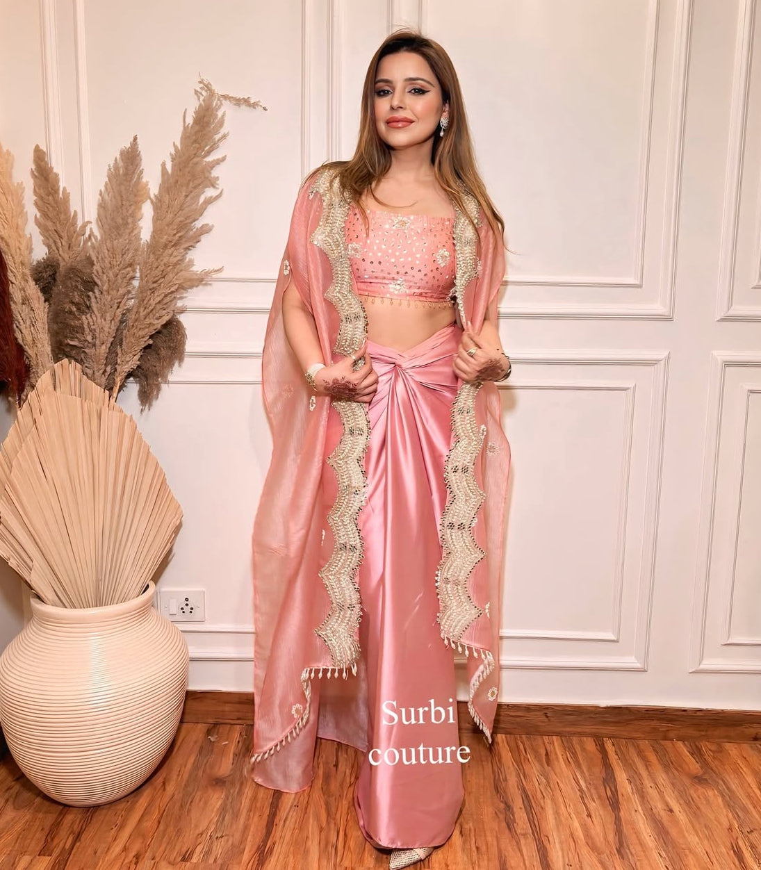 Organza Cape Set Paired With A Wrap Around Skirt