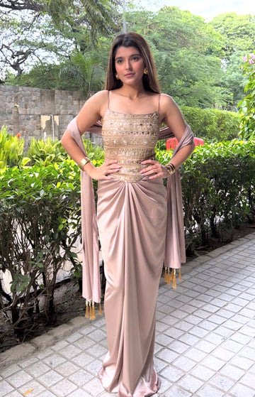 Embroidered Corset paired with a Drape Skirt