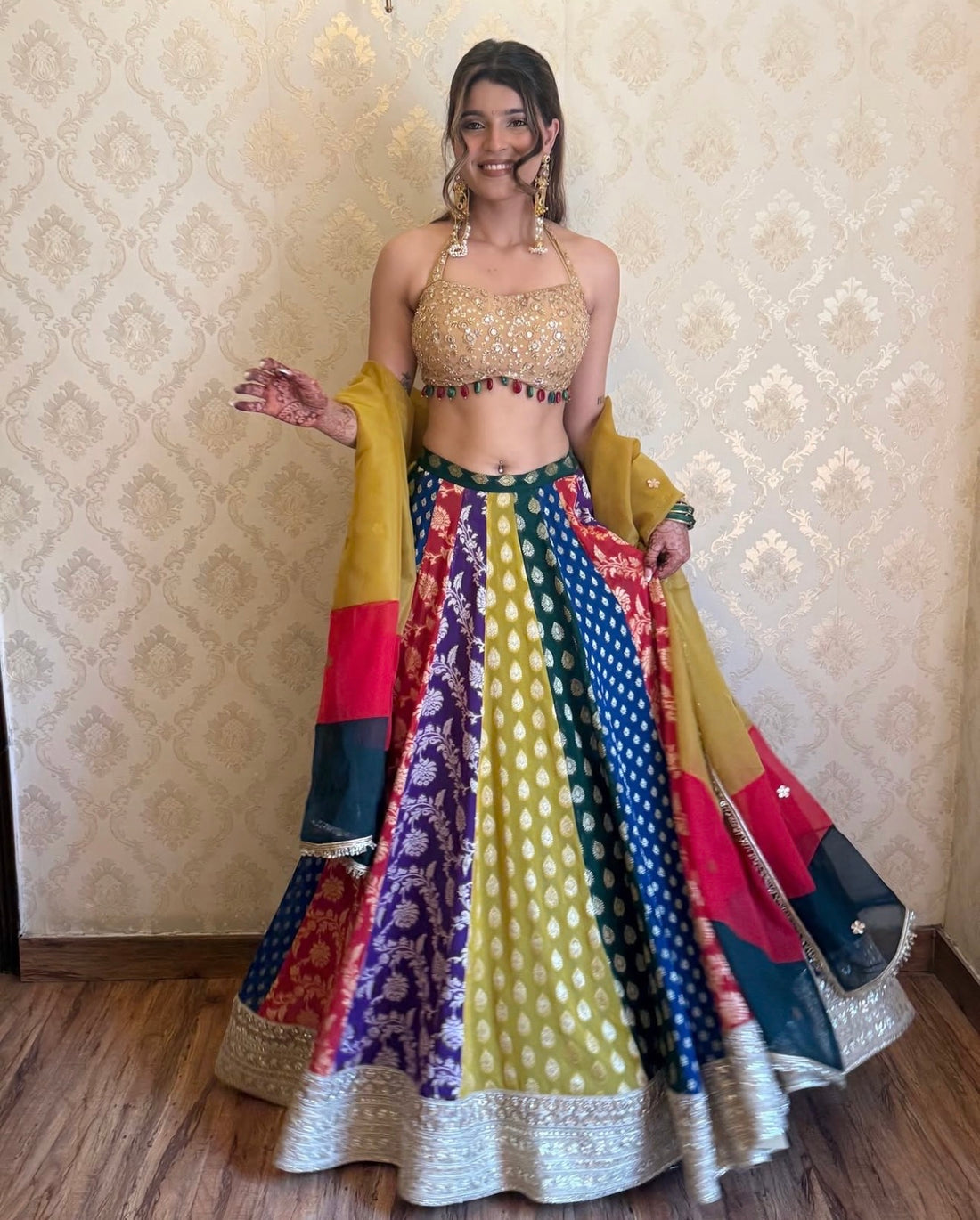 Multi Coloured Kalidaar Lehenga