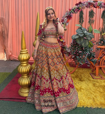 Embroidered Lehenga paired with a Short Shrug