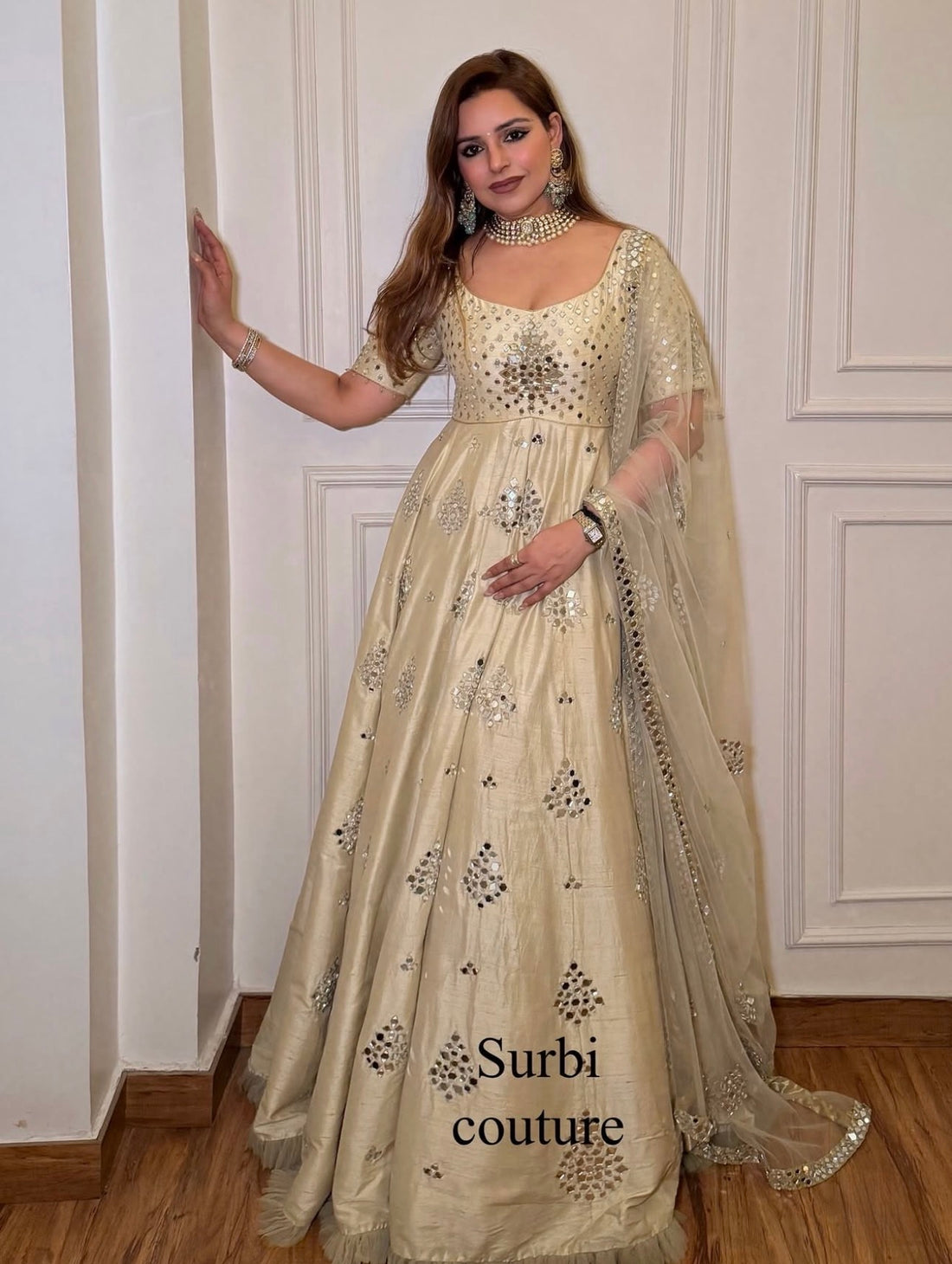 Mirror Work Hand Embroidered Anarkali