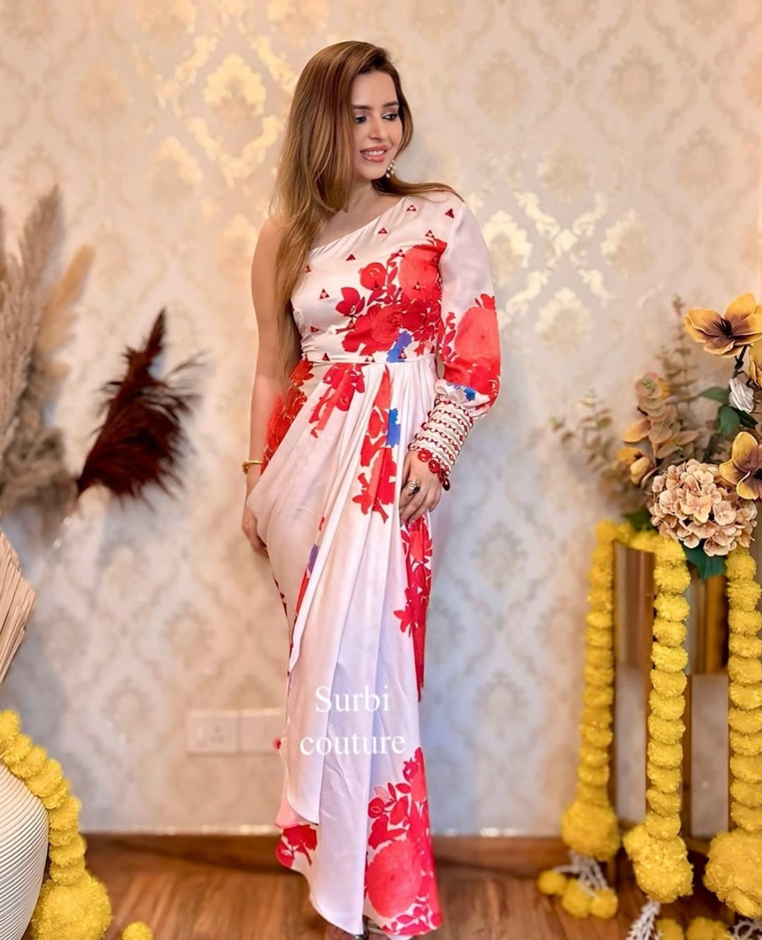 One Shoulder Drape Gown