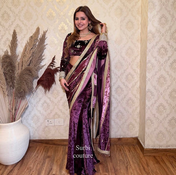 Dual Toned Velvet Sharara Set