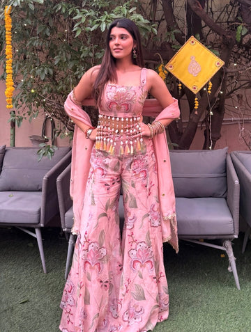 Printed Embroidered Sharara Set