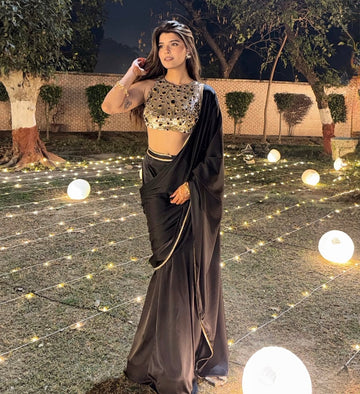Hand Embroidered Pre Draped Saree