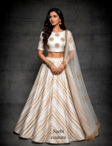 White Gota and Hand Embroidered lehenga
