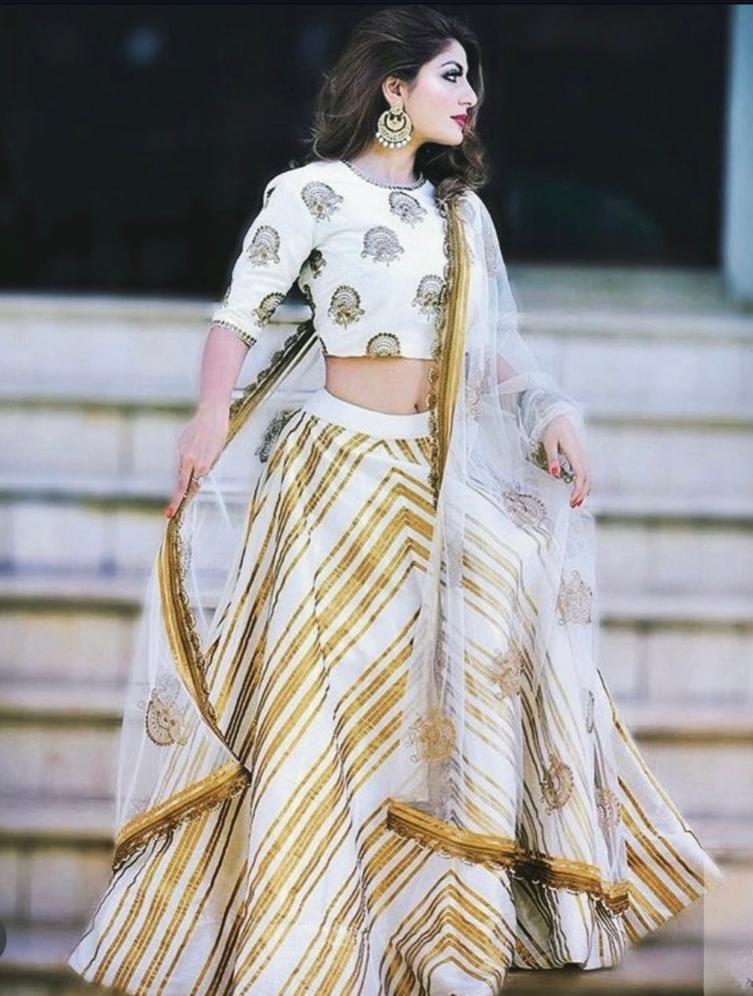 White Gota and Hand Embroidered lehenga