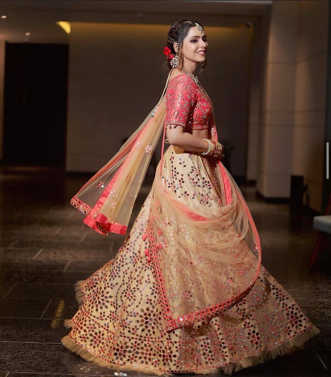 Mirror Work Hand Embroidered Lehenga